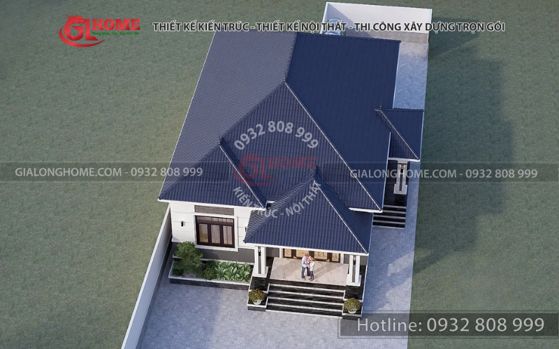 Tổng quan công trình nhà cấp 4 mái Nhật anh Hùng nhìn từ trên cao, Đắk Nông