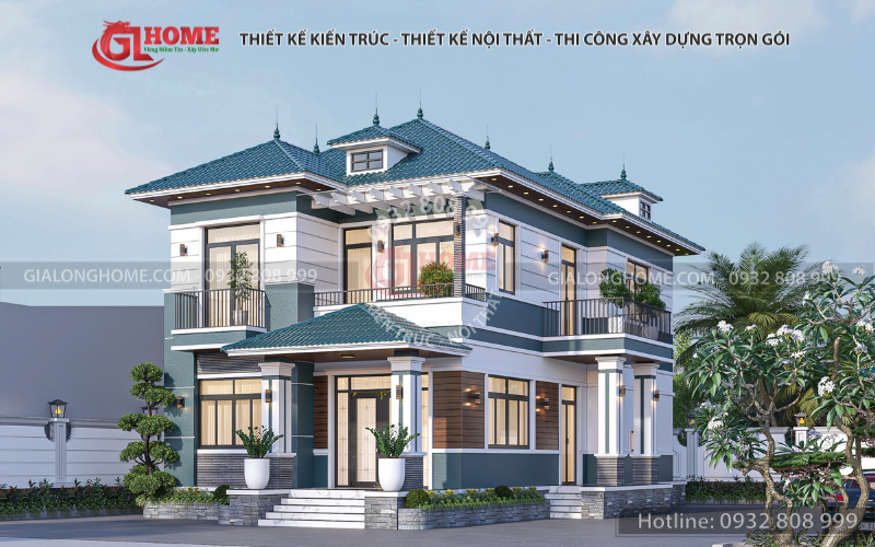 Biệt thự vườn 2 tầng mái Nhật