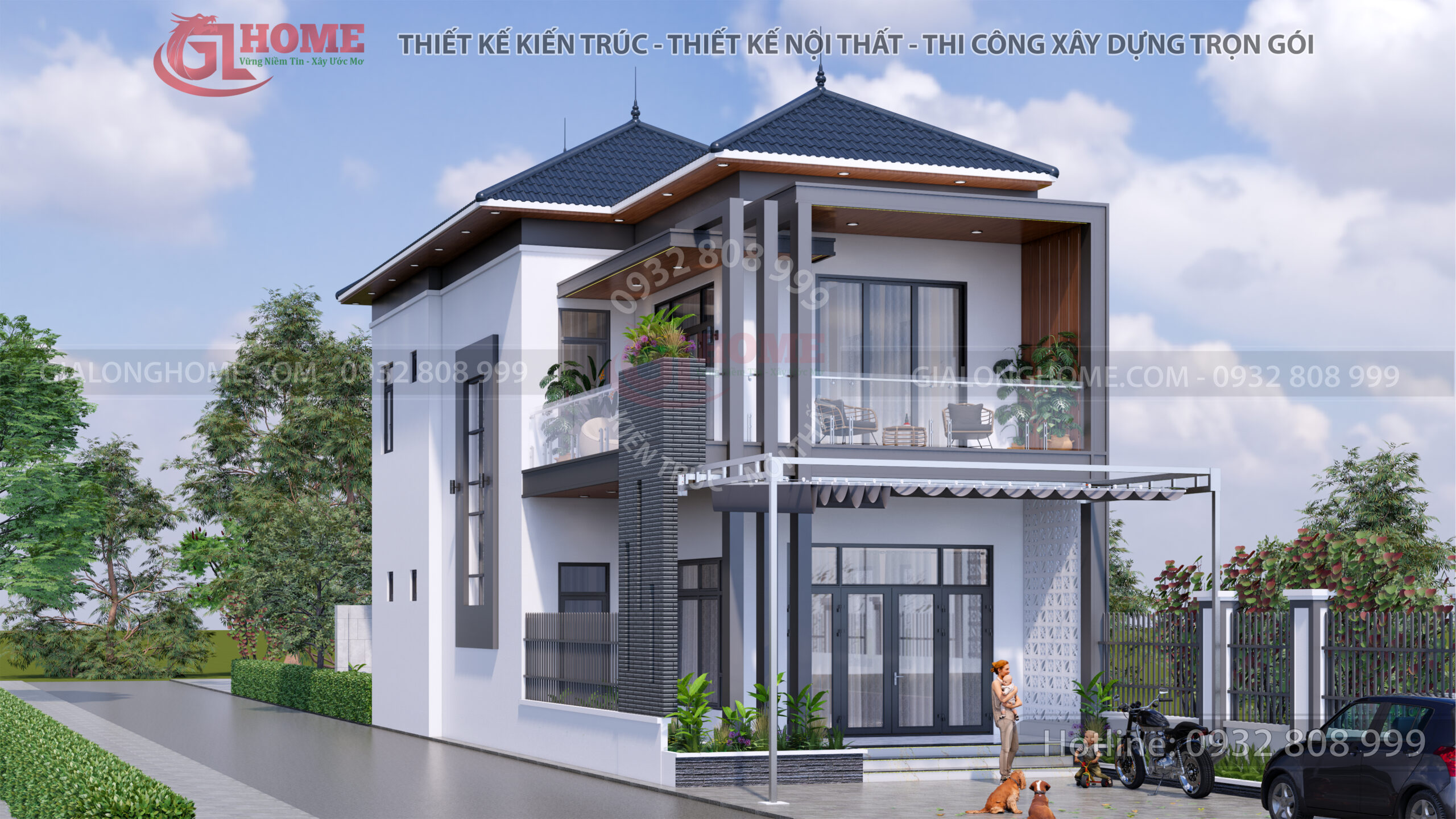 Nhà 2 tầng 4 phòng ngủ, Xây nhà trọn gói