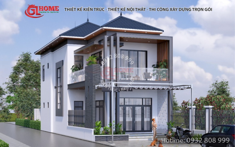 Nhà vườn mái Nhật 2 tầng
