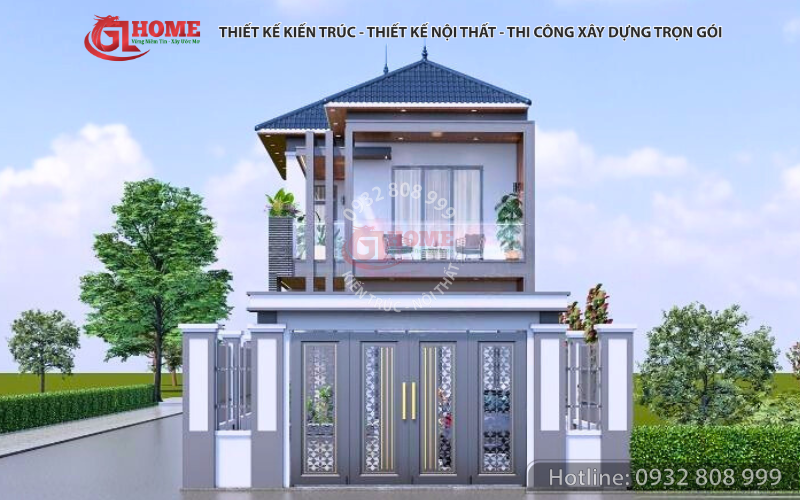 Nhà 2 tầng mái Nhật hiện đại