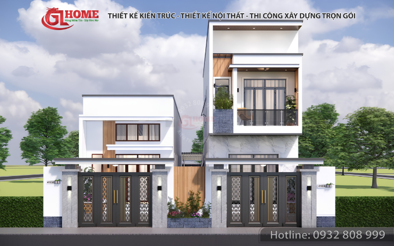 Top 10 mẫu thiết kế nhà phố hiện đại đẹp, tối ưu chi phí, xu hướng mới 2026 3 Nhà phố 2026