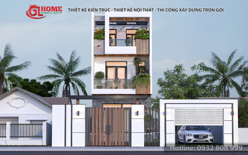 Top 10 mẫu thiết kế nhà phố hiện đại đẹp, tối ưu chi phí, xu hướng mới 2026 9 Thiết kế nhà phố hiện đại